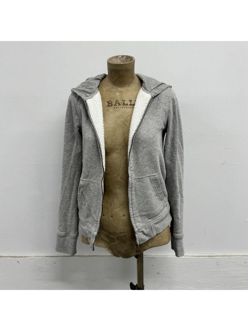 J. Crew Vintage Fleece Heather Grey Sherpa-Lined Full-Zip Hoodie